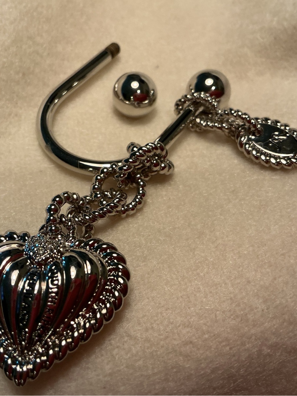 Judith Ripka, Sterling silver keychain with pouch, never used.